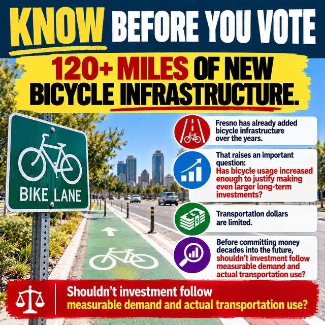 Know Before You Vote: 120+ miles of new bicycle infrastructure. Shouldn’t investment follow measurable demand and actual transportation use?