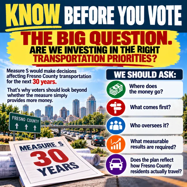 Know Before You Vote: The big question. Are we investing in the right transportation priorities? Measure S would make decisions affecting Fresno County transportation for the next 30 years.
