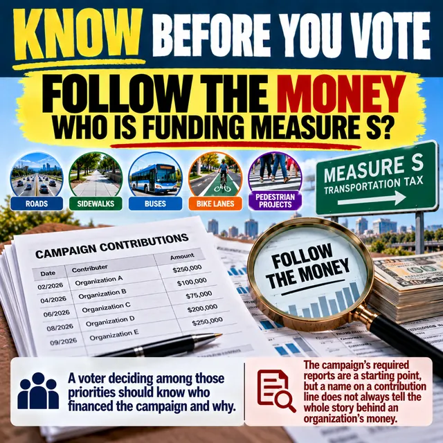 Know Before You Vote: Follow the money. A voter deciding among transportation priorities should know who financed the campaign and why.